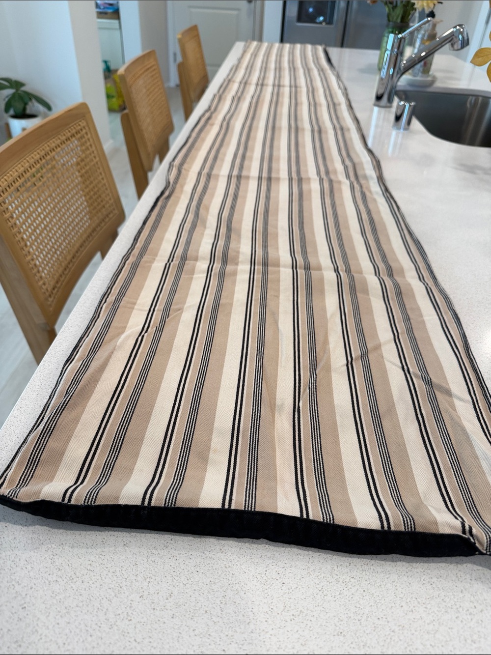 Beige and Black Striped Table Runner - Home Dining